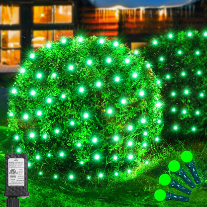 Led Net Lights Christmas Lights Outdoor Green Christmas Net Lighting with 121Led Mini Globe Light 5ftx5ft, Outdoor Indoor Fairy Mesh Net Lighting for Christmas Trees, Bushes, Shrubs Decorations