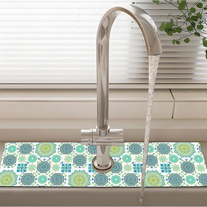 Patterned Sink Faucet Mat Kitchen Splash Guard Super Absorbent Drying Mat