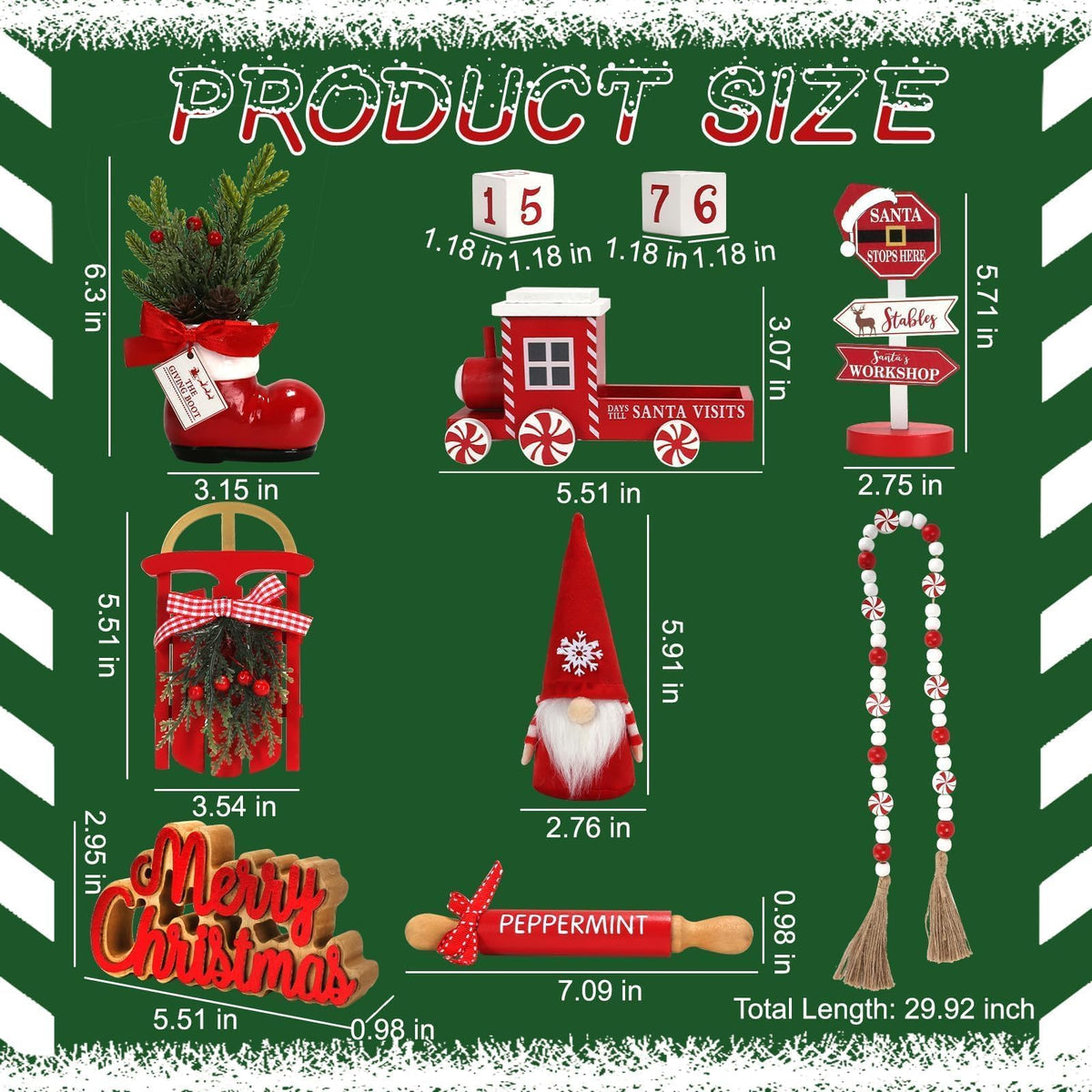 Christmas Decorations 8 PCS Tiered Tray Decor Set, Cute Tabletop Christmas Decor for Home Office Shelf Mantel Coffee Bar Xmas Table Centerpieces Tray Objects Holiday Decoration Set