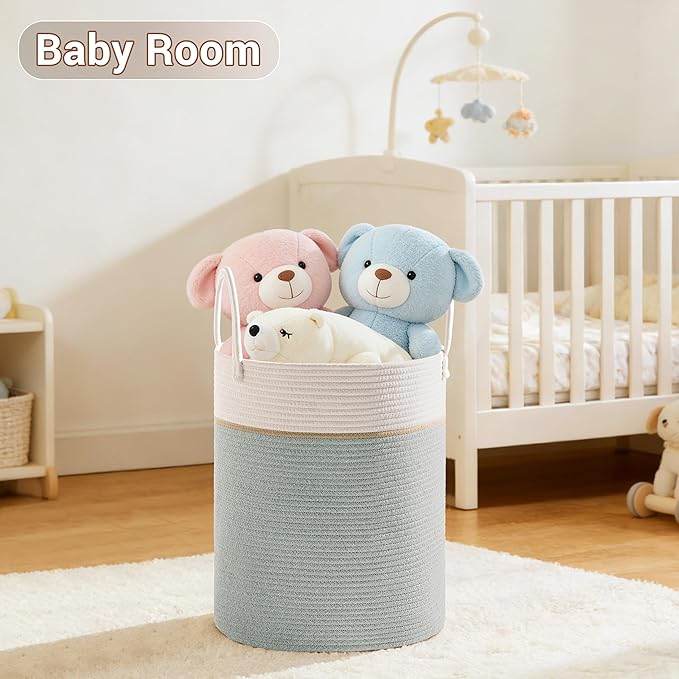 Tall Laundry Basket with Handles, 53L Portable Dirty Clothes Hamper, Boho