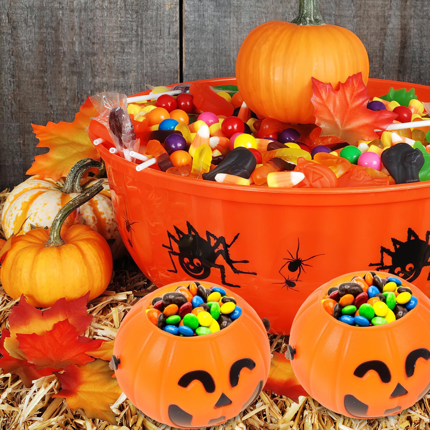 LUOEM 10pcs Mini Halloween Pumpkin Candy Bucket Little Plastic Pumpkin Bucket Children Trick or Treat Bags for Party Favors Table Decoration Props 3.34 x 2.16 x 1.77 Inch (Orange)