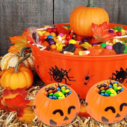 LUOEM 10pcs Mini Halloween Pumpkin Candy Bucket Little Plastic Pumpkin Bucket Children Trick or Treat Bags for Party Favors Table Decoration Props 3.34 x 2.16 x 1.77 Inch (Orange)