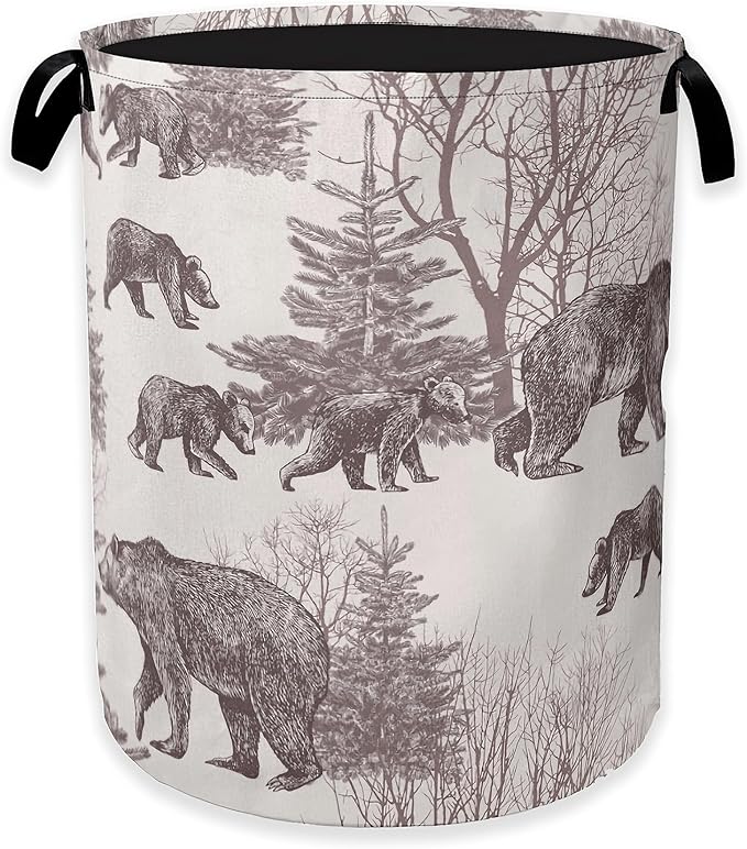 Forest Bear Laundry Hamper, Vintage Animal Clothes Hamper