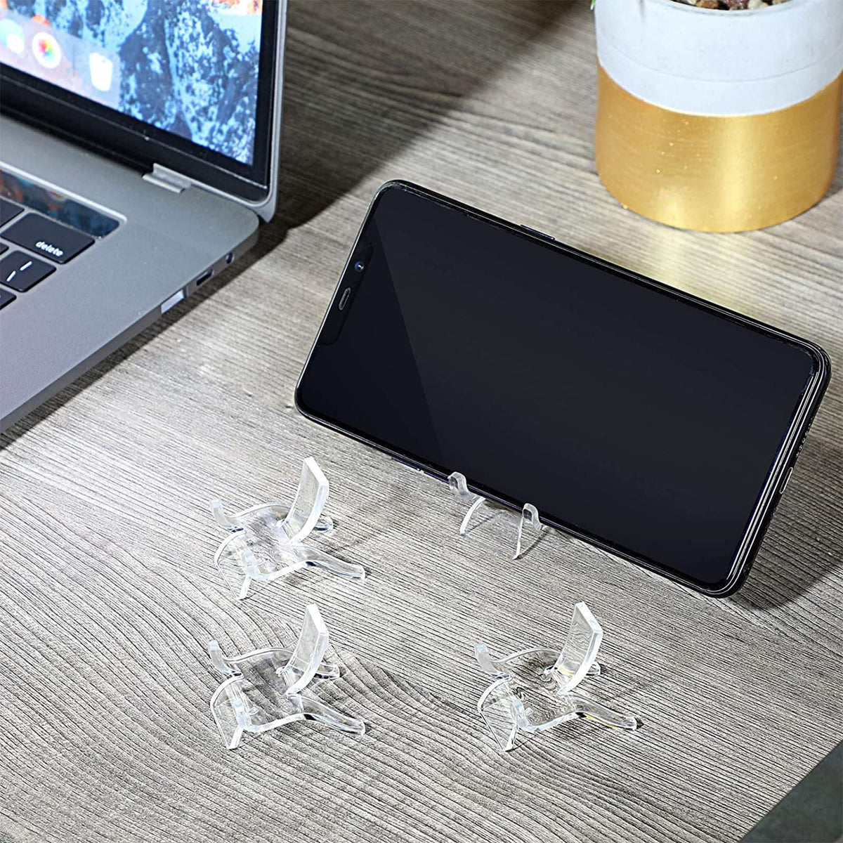Jetec 40 Pcs Acrylic Rock Display Stand Crystal Holder Easel Stands Rock Display Stands Clear Pedestal Holders Collectibles for Geodes Mineral Agate Coral (Small)