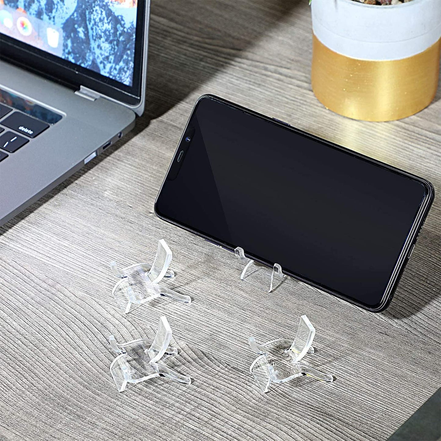Jetec 40 Pcs Acrylic Rock Display Stand Crystal Holder Easel Stands Rock Display Stands Clear Pedestal Holders Collectibles for Geodes Mineral Agate Coral (Small)