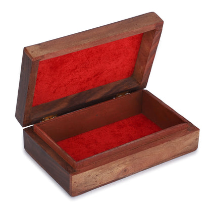 Ajuny Decorative Wooden Jewelry Box Keepsake 8 Inch - 7 Chakra Carving Box for Jewelry, Coins, Tarot Cards, Small Treasures Chest Travel Organizer