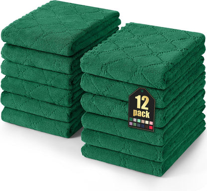 Homaxy 12 Pack Kitchen Dish Cloths (10 x 10 Inches, Grey), Super Soft and Absorbent Coral Velvet Dish Towels, Nonstick Oil Fast Drying Microfiber Cleaning Cloth, No Lint Household Dishcloths