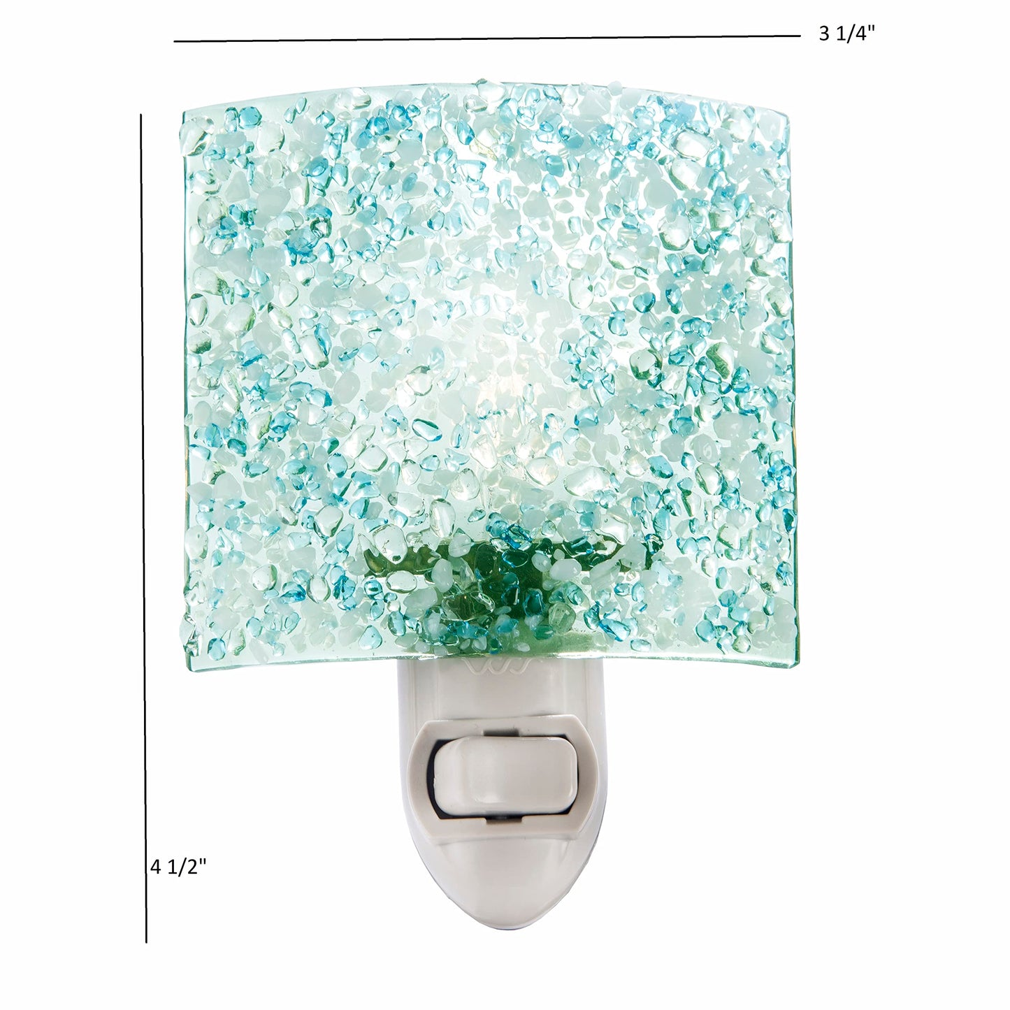 J Devlin Aqua Crushed Glass Night Light, Coastal Decor