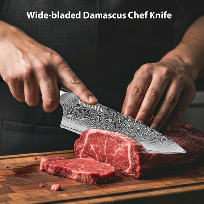 MOSFiATA Damascus Chef Knife 8", Professional Sharp Kitchen Knife 67 Layers Damascus Stainless Steel VG10 Core, Chef's Knives Chopping Cooking Knife Set with Ergonomic G10 Handle Sharpener Gift Box