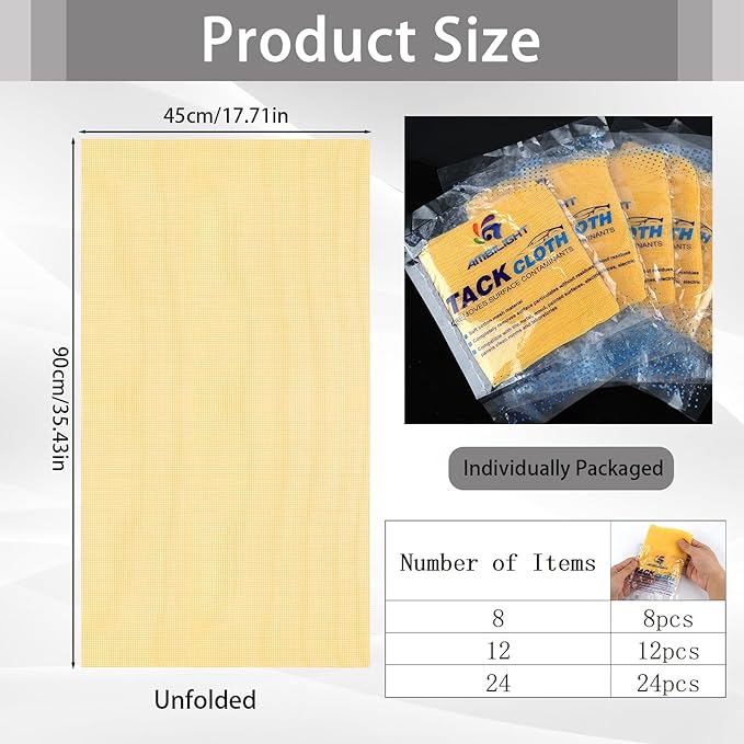 24 Pack Tack Cloths, Tack Rags for Woodworking, 17.7 x 35.4 in Tac Cloth Dust