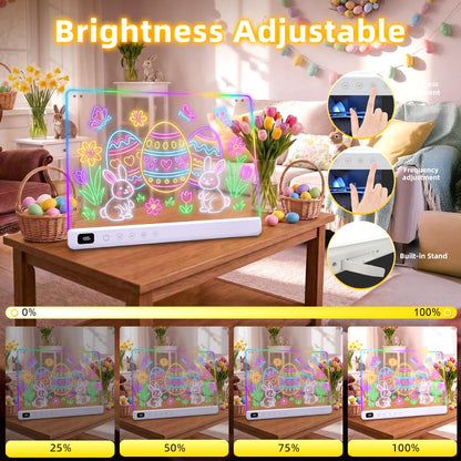 Lumiboard LED Drawing Board for Kids, Rechargeable 16" Light Up Writing Tablet with 8 Colors & 6 Light Modes, Magic Glow Board, Reusable Drawing Pad Gift for Boys and Girls