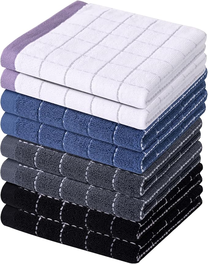 Homaxy 100% Cotton Terry Kitchen Dish Cloths, Ultra Soft and Absorbent Dish