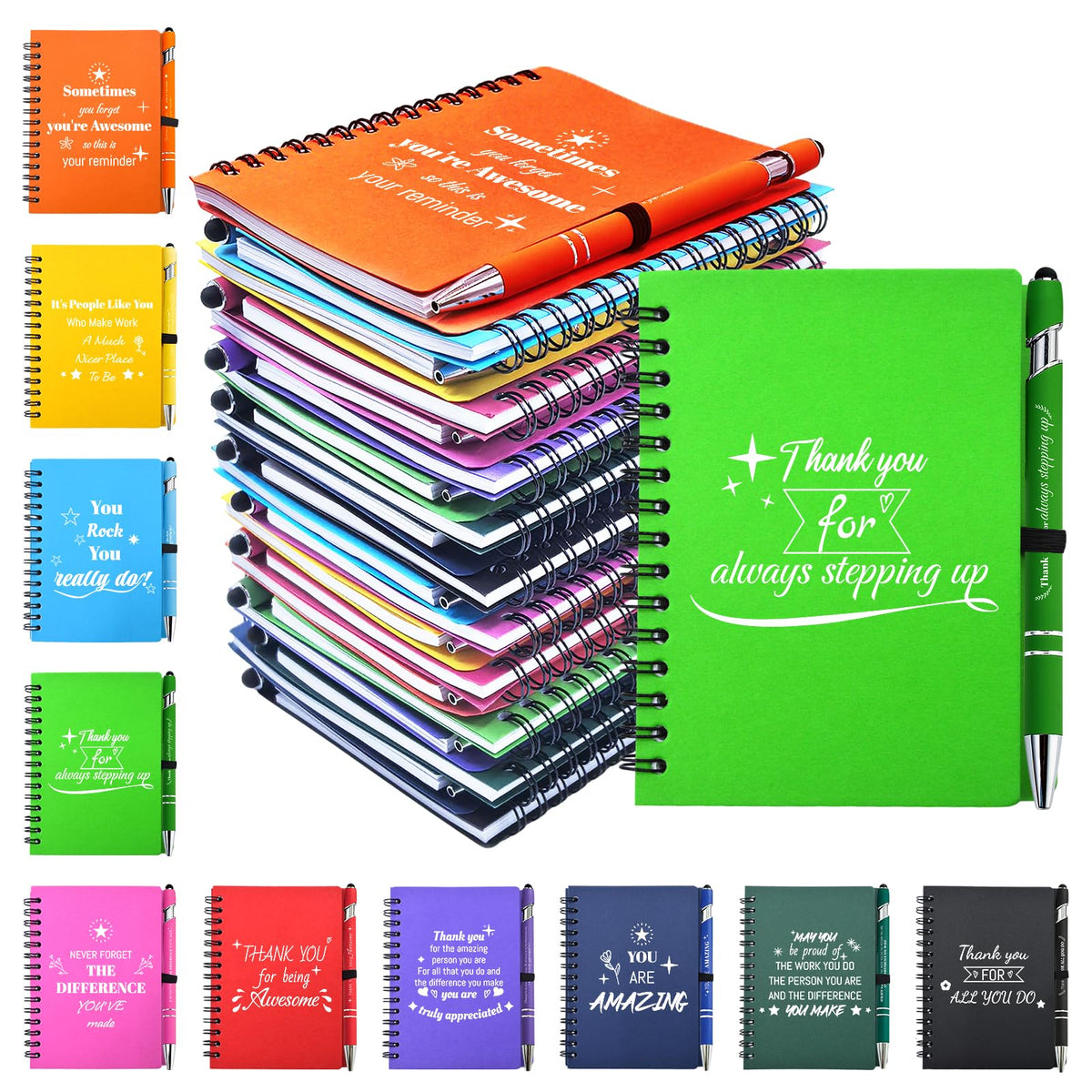 Bermoge 40 Pcs/20 Sets Employee Appreciation Gifts Bulk, Inspirational Notebooks with Motivational Pens for Staff, Thank You Gifts for Coworkers, Teachers,Team, Nurse, DSP, Office, School, Christmas