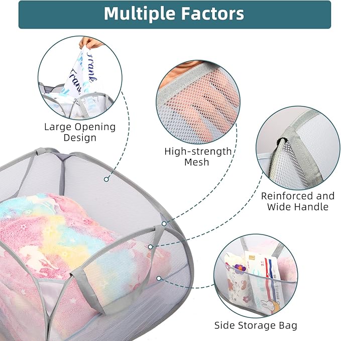 2 Pack Collapsible Laundry Baskets, 90L Large Foldable Laundry Basket, Durable