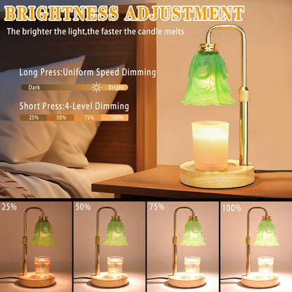 XJZJY Candle Warmer Lamp with Timer Dimmer, Adjustable Height Green Tulip Candle Wax Warmer, Christmas Birthday Gift for Mom Women, House Warming Gifts for New Home Bedroom Decor,Mint Green