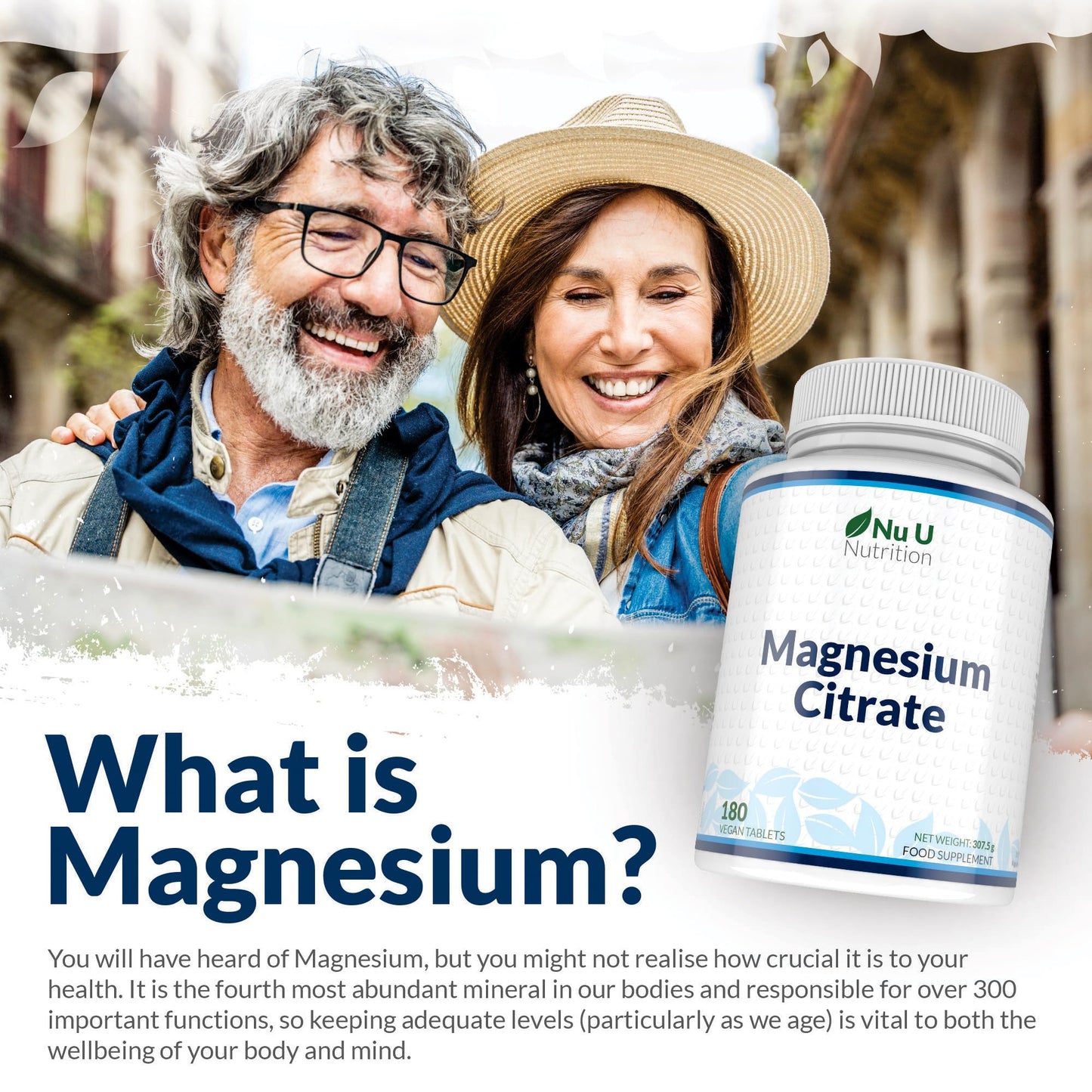 Magnesium Citrate 700mg - 180 Vegan Tablets - 6 Month Supply - 200mg of Elemental Magnesium Tablets - Made in The UK - Nu U Nutrition