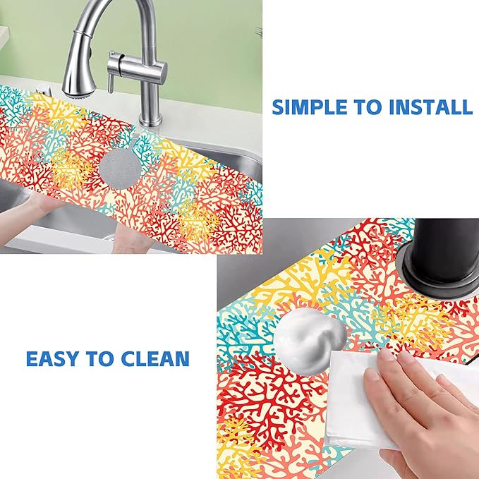 Colorful Sea Corals Dish Drying Mat