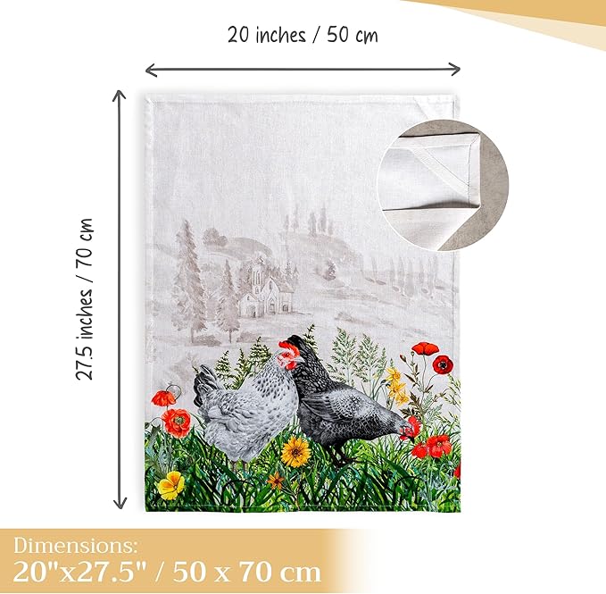 Maison d' Hermine Kitchen Towels Set of 3 100% Cotton 27.50" x 20" Reusable