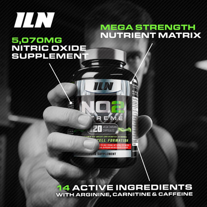 NO2 Xtreme – High Strength 5,070mg Nitric Oxide Supplements for Men & Women – Nitric Oxide Booster Pre Workout Tablets with L Arginine (120 Vegetarian Capsules)