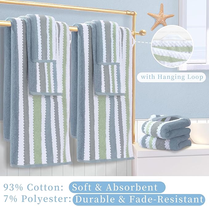 Waffle Hand Towels, Durable Striped Hand Towel