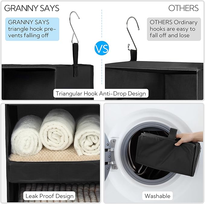 GRANNY SAYS 3-Shelf Hanging Closet Organizer, Collapsible Closet Hanging Shelves