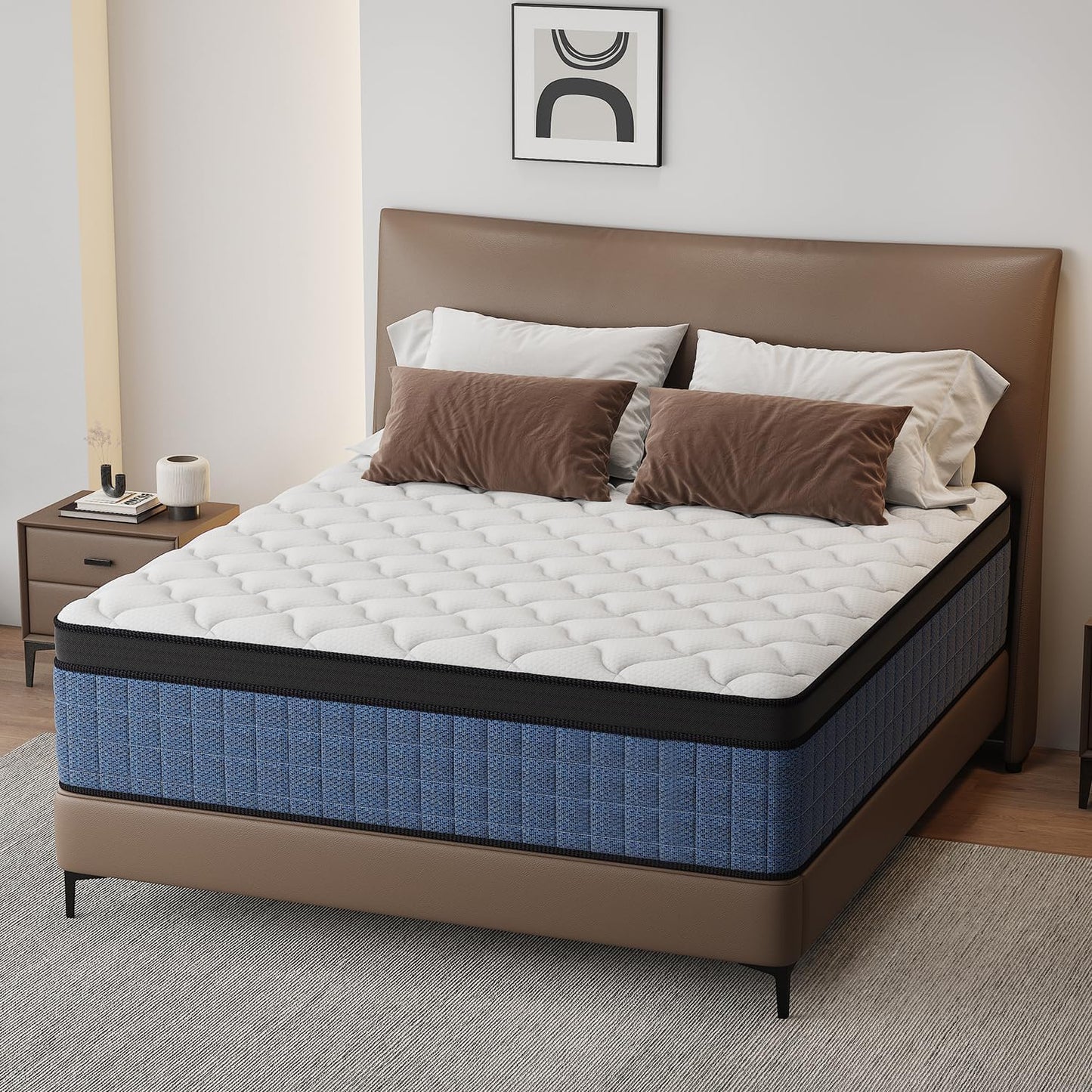 NHNHPO 12 Inch Queen Mattress,Queen Size Mattress in a Box,Gel Memory Foam Hybrid Mattresses with Pocket Springs for Motion Isolation,Pressure Relief,Medium Firm,Back & Lumbar Support,365-Night Trial
