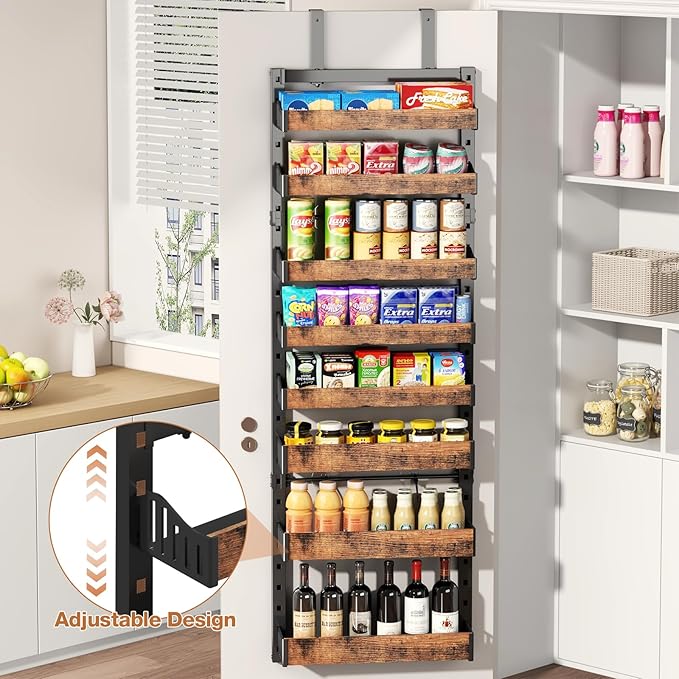8-Tier Over The Door Pantry Organizer, Heavy-Duty Metal Wall Mount or Hanging