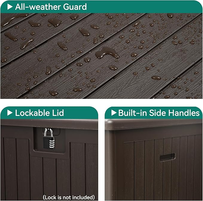 YITAHOME 150 Gallon Large Deck Box with Side Handles, Outdoor Double-Wall Storage for Patio Furniture Cushions, Garden Pool Accessories, Waterproof & Lockable