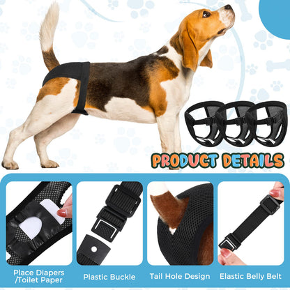 3 Pack Dog Season Pants Dog Nappies with 9 Sanitary Pad Washable Protective Trousers for Female puppy in Heat Monthly Bleeding Washable Protective Pants, Black(X-Large)