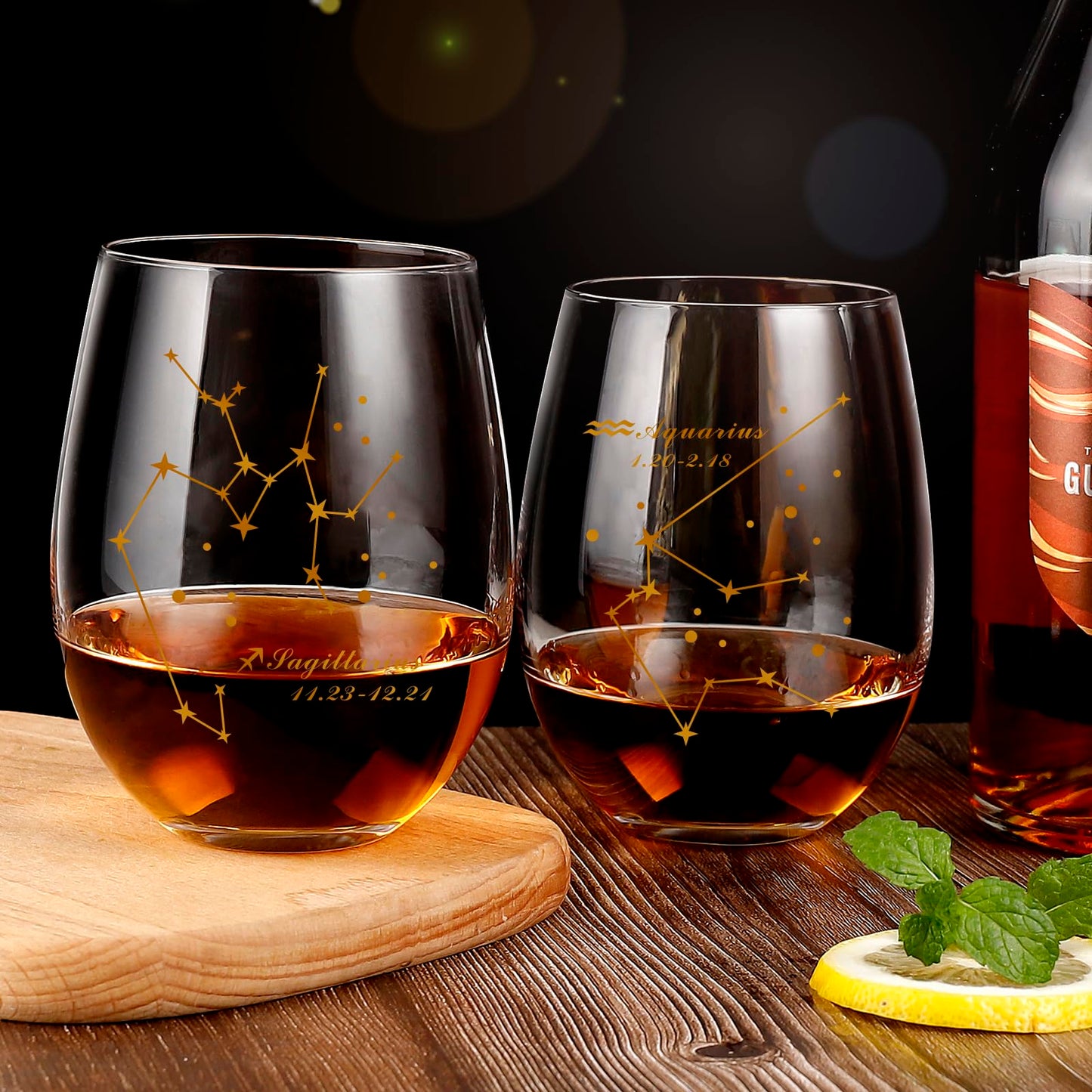 HOHY Sagittarius Zodiac Wine Glass 20 Oz, Sagittarius Zodiac Birthday Horoscope Gifts for Women, Wine Glass Astrology Constellation Gifts for Women, Constellation Wine Glasses Golden