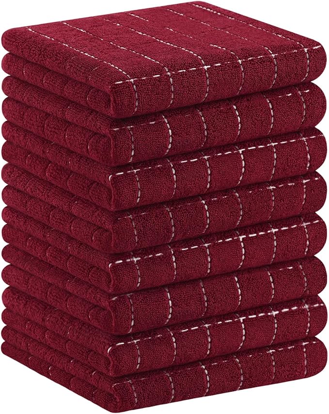 Homaxy 100% Cotton Terry Kitchen Towels, Checkered Designed, Soft and Super