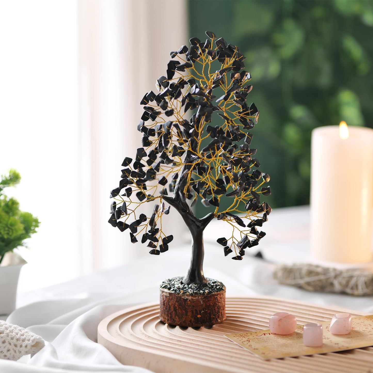 ABHISUBYA Crystal Tree, Tourmaline Tree - Artificial Bonsai, 10-12 inches, Chakra Decor, Home, Office Decor, Feng Shui Money Tree