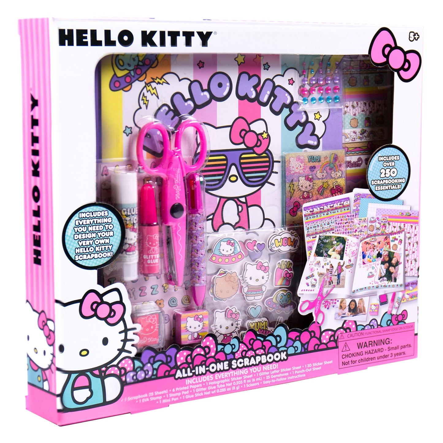 Hello Kitty All-in-One DIY , Design Your Own Scrapbook with Over 250 Essentials, Great Hello Kitty Toys for Weekend Activity, Photo & Keepsake Album for Kids Ages 5, 6, 7, 8, 9, Small, Multicolor