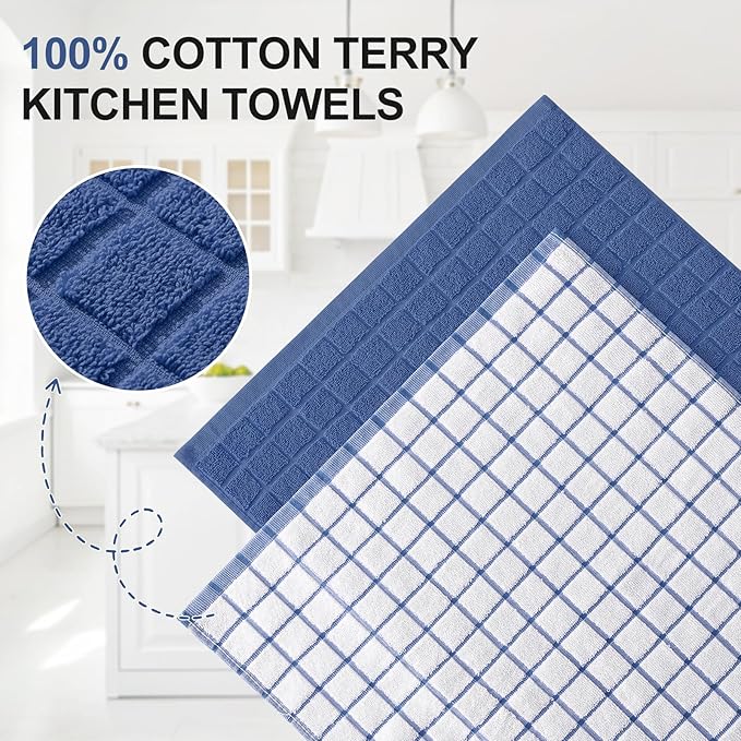 Homaxy Premium Cotton Kitchen Towels 16"x 28", Large Natural Ring Spun 390 GSM