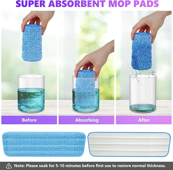 6 Pack Reusable Mop Pads Compatible