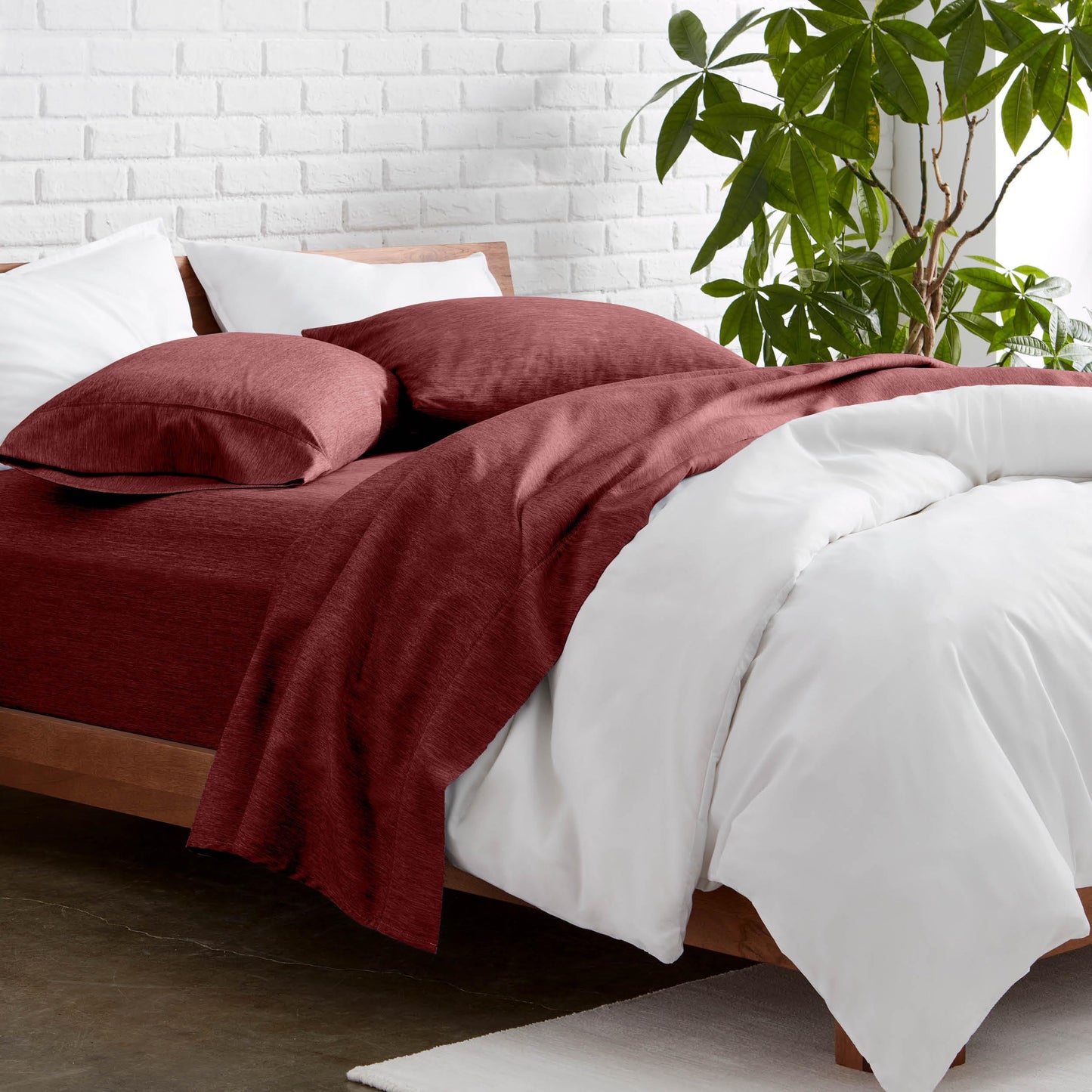 Bare Home Queen Sheet Set - Luxury 1800 Ultra-Soft Microfiber Double Brushed - Deep Pockets - Easy Fit - 4 Piece Set - Bedding Sheets & Pillowcases (Queen, Heathered Rose)