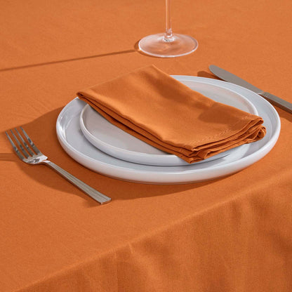HOMESCAPES Premium Orange Cloth Napkins, Set of 4, Handcrafted, Plain 100% Cotton Fabric Napkins, Washable & Reusable, Dinner Table Napkins for Parties, Events & Weddings - Burnt Orange, 45 x 45cm