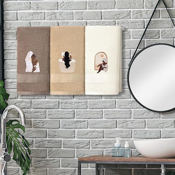 3 Pcs African American Woman Hand Towels