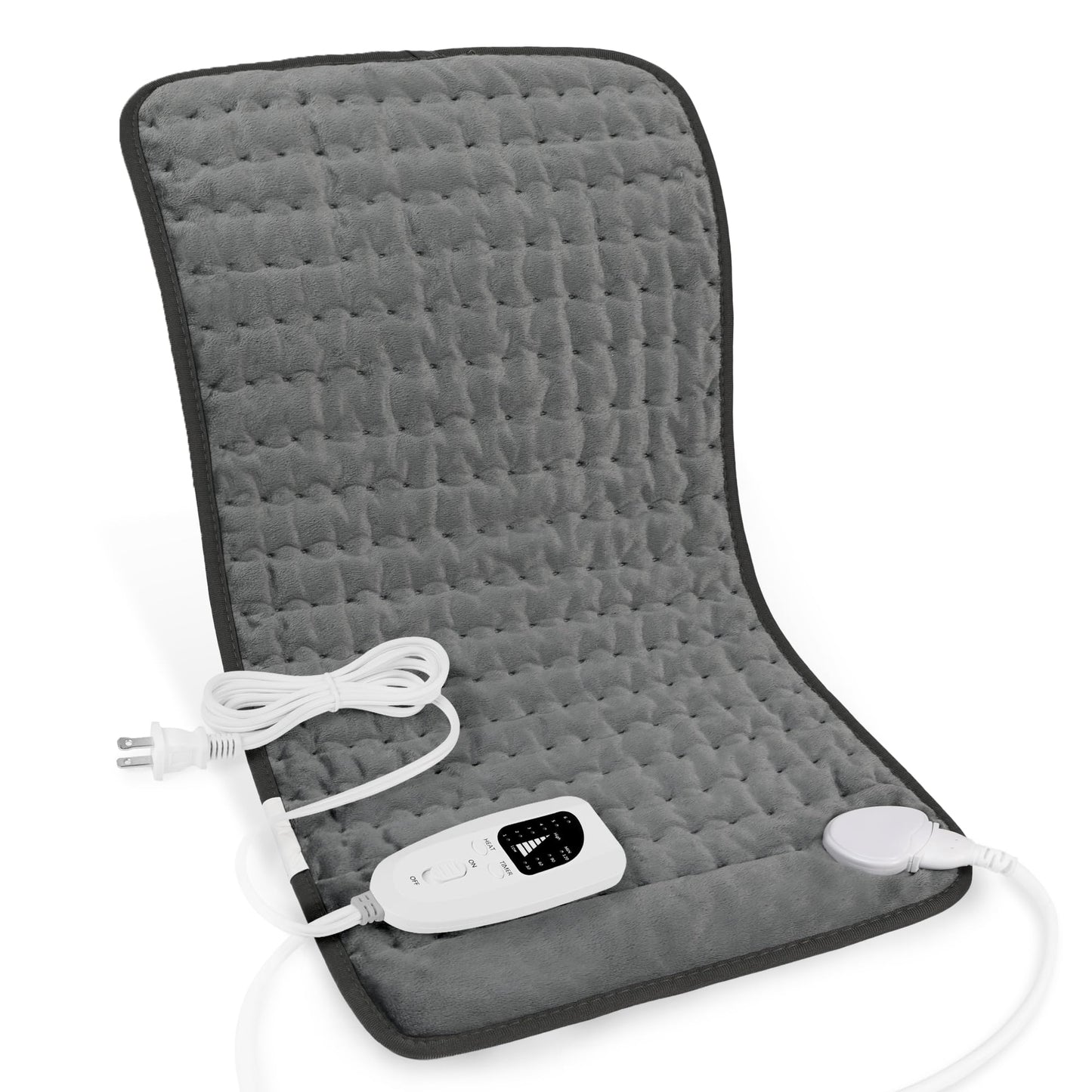 Heating Pad,Electric Heating Pads for Back,Neck,Abdomen,Moist Heating Pad for Shoulder,Knee,Arms,Legs,Dry/Moist Heat & Auto Shut Off,Birthday Gifts for Men and Women(Light Gray, 24''×12'')