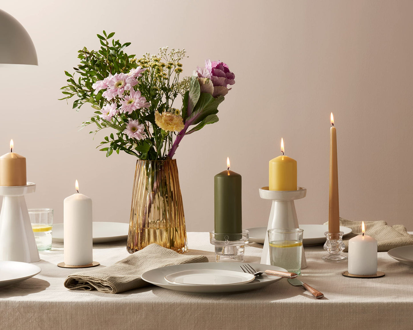 Bolsius Tapered Dinner Candles - White - Pack of 10 - 3.9x9.8x25.2 cm - Unscented - 7,5 Burning Hours