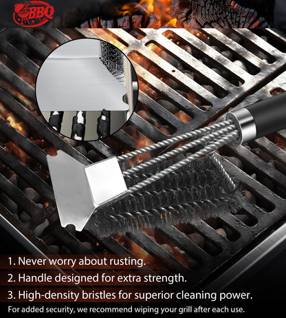 TNTOR Grill Brush, BBQ Cleaner Cleaning Brush with Stainless Steel Scraper, Bristles and Extra long Handle, BBQ Wire Brush for Charcoal Grill, Electric Grill, Gas Grill.
