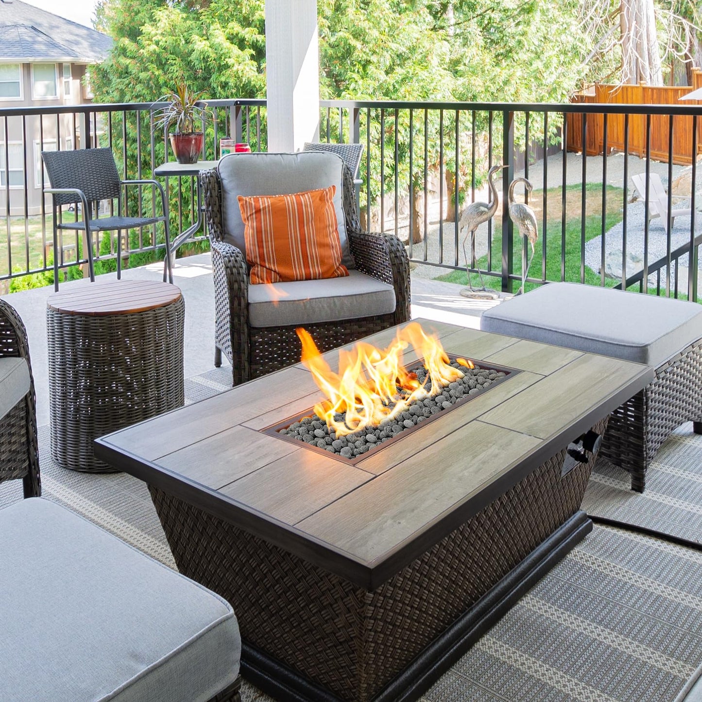 Skyflame Black Natural Tumbled Stones Round Lava Rock Pebbles for Indoor Outdoor Gas Fire Pit | Fireplaces | Garden Landscaping Decoration | Cultivation of Potted Plants | 10 Pounds | 1-2 Inch Size