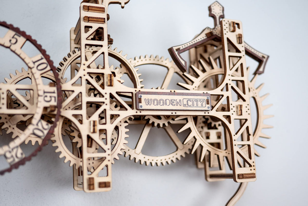 WOODEN.CITY Steampunk Wall Clock – 3D Wooden Clock Puzzle for Adults & Teens, Mechanical Pendulum Clock Building Kit with 257 Pieces