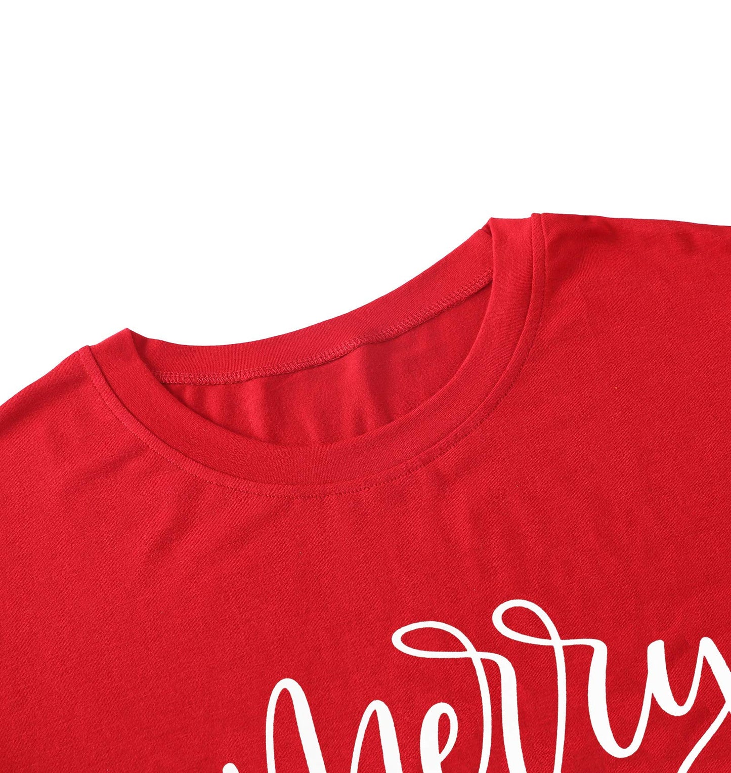 MAIHUN Christmas Shirts Womens Merry and Bright Shirt Xmas Holiday Tshirt Christmas Lights Tee Tops Red