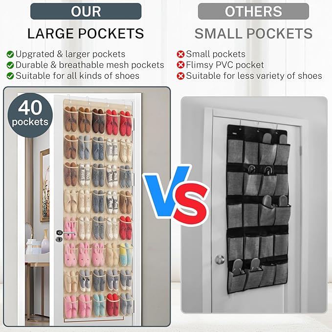 40-Pocket Over the Door Shoe Organizer