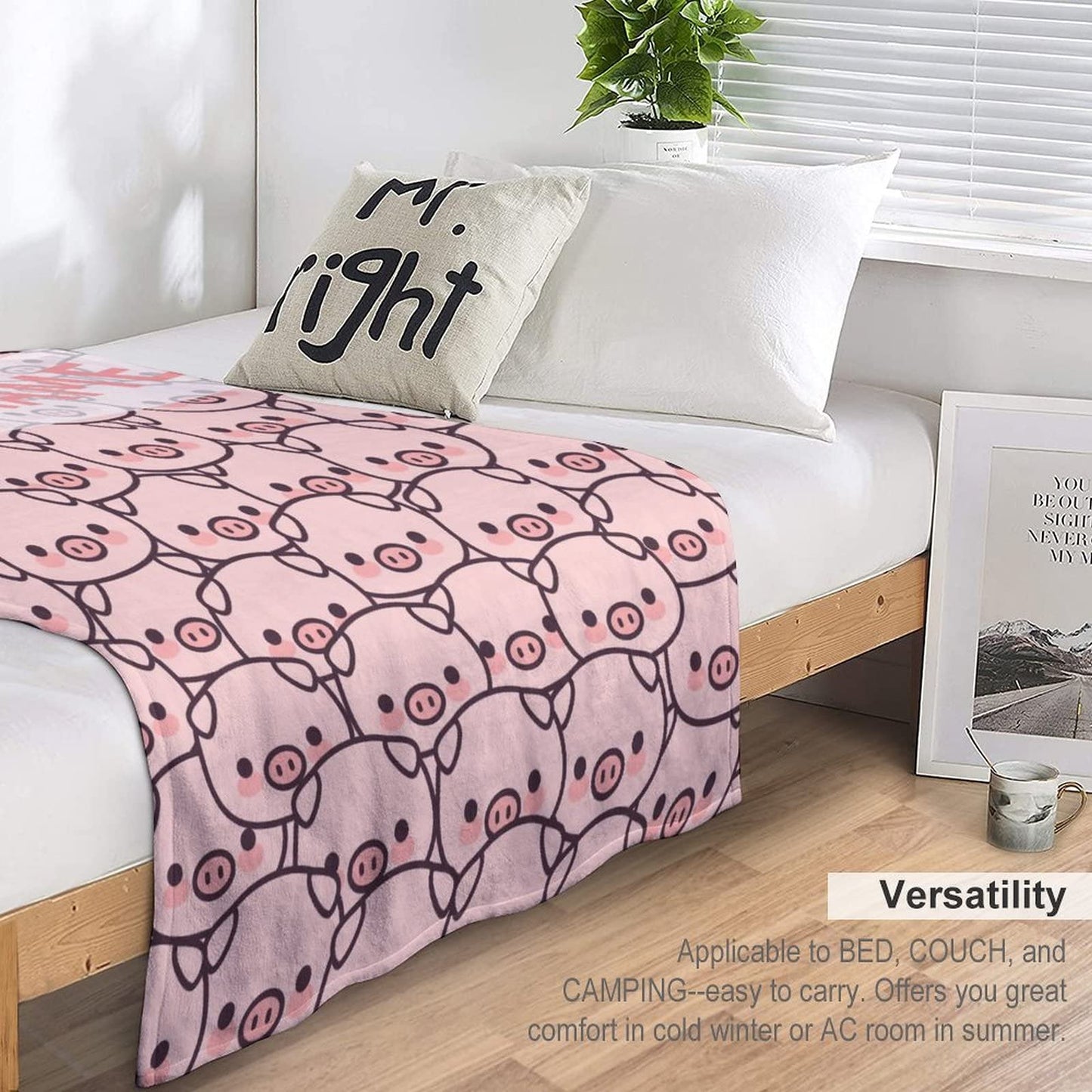 Personalized Pig Blanket Gifts with Text Name, 30"x40" Flannel Fleece Throw Blanket Soft for Girls Boys Adults, Lightweight, Comfortable, Warm Cute Pig Themed Blanket for Bed Couch