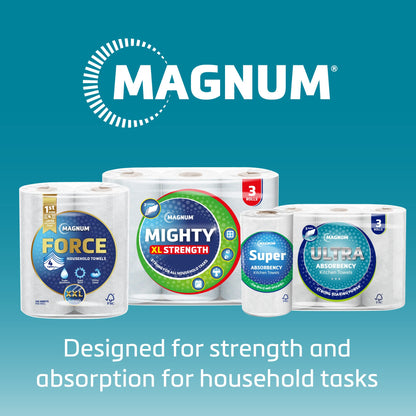 Magnum Ultra Absorbency Kitchen Roll - Strong & Durable, Bulk Buy (Pack of 4 x 6 Rolls, totaling 24 Rolls)