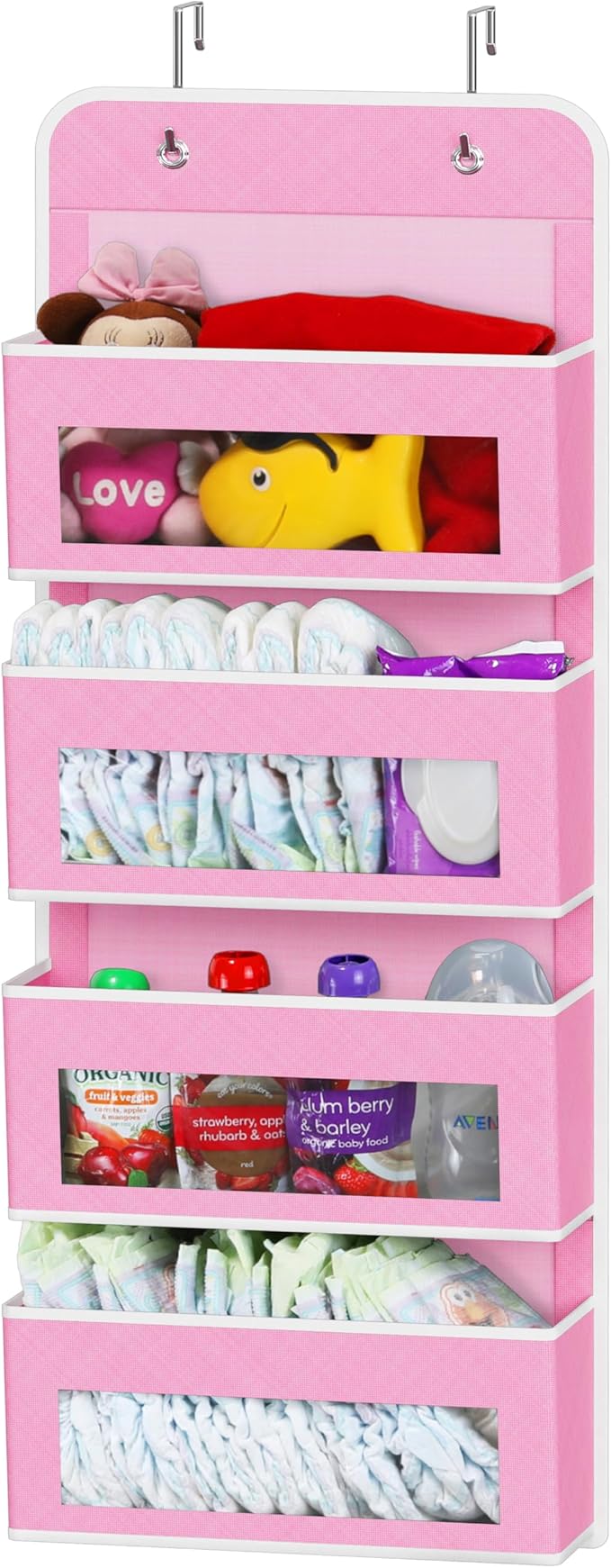 Simple Houseware 4 Clear Window Pocket Over Closet Door Storage Hanging
