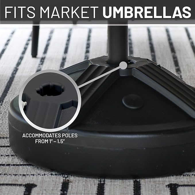 US Weight Durable Fillable Umbrella Base for Patio Table - 50 Pound Capacity Heavy Duty Adjustable Stand for Outdoor Umbrellas - Made in The USA