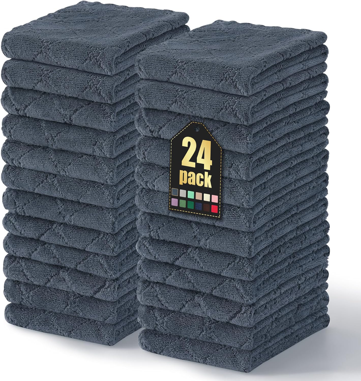 Homaxy 12 Pack Kitchen Dish Cloths (10 x 10 Inches, Grey), Super Soft and Absorbent Coral Velvet Dish Towels, Nonstick Oil Fast Drying Microfiber Cleaning Cloth, No Lint Household Dishcloths